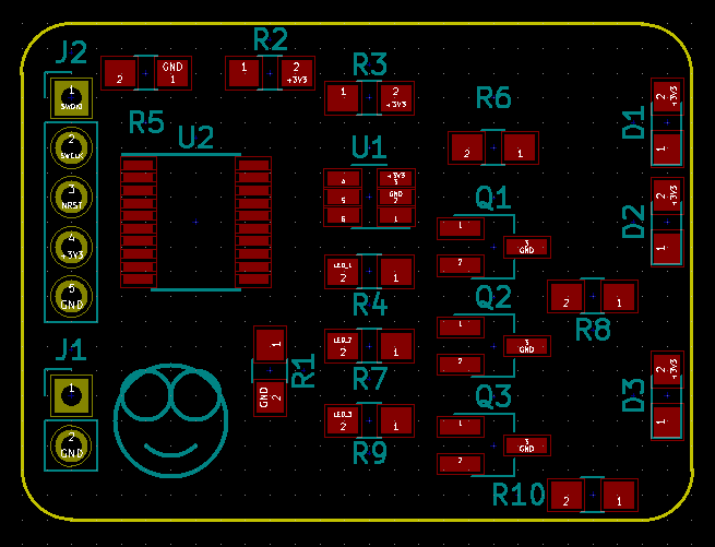 PCB with components placed