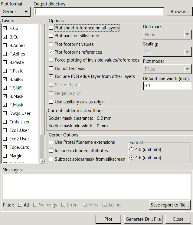 Gerber Plot settings